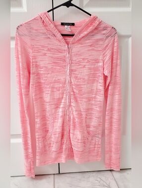 Light Pink Burn-out Zip Hoodie